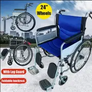 Lightweight 24" Folding Wheelchair Self Propelled Transit Footrest Armrest Brake