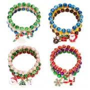 Colorful Beads Elastic Handmade Braideds Wristchain Christmas Decor
