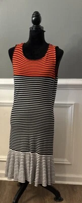 METAPHOR NWT sleeveless striped ruffle hem sweater dress Size Large