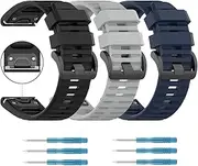 (3 Pack) T Tersely QuickFit Sport Bands for Garmin Enduro3/Fenix 8/7X/7X Pro/6X/6X Pro/5X,26mm Soft Silicone Watch Bands Replacement for Garmin Fenix 5X Plus/Fenix 3/Fenix 3HR/Tactix7/Bravo/Enduro2