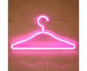 HS-20002 LED Coat Hanger Neon Light Room Decoration Lantern Holiday Light(Pink Light)