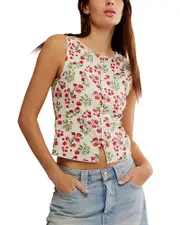 Free People Tilly Button Front Slim Fit Cropped Vest
