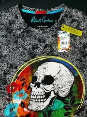 Robert Graham SINFUL Retro Skull T Shirt Tee Embroidery Large NEW NWT $128 L