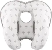 KAKIBLIN Baby Neck Pillow for Head, 2 in 1 Travel Pillow Baby Car Seat Head Support Banana Neck Pillows for Infants Small Boys and Girls,Support for Stroller, Grey Cross