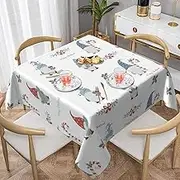 Christmas Table Cloth 54 x 54 Inch Square Tablecloth Stain Resistant Picnic Polyester Table Cover Washable for Kitchen, Dining Room, Camping, Picnic