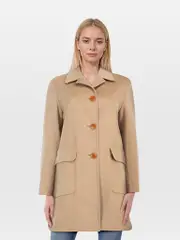 Brown Single Breasted Wool Coat