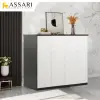 【ASSARI】防潮防蛀塑鋼緩衝四門鞋櫃(寬128x深34x高117cm)