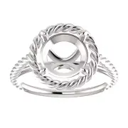 14K Gold Round Cut Solitaire Ring Setting Classic Rope Lasso Style Ring Mounti