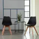 E-home 北歐經典造型軟墊櫸木腳餐椅-黑色