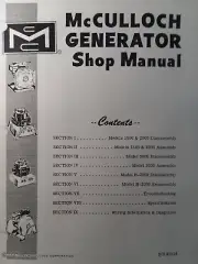 McCulloch 1500 2000 3000 & H-2000 Portable Generator Service Repair Shop Manual