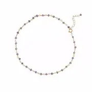 Lavender Love! 9.5"+1" Gold Plated Amethyst Bead Anklet .925 Sterling Silver