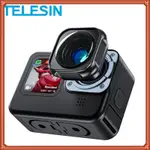 TELESIN 鏡頭模組適用於 GOPRO 11 10 9 MAX 超廣角 155 度最大帶 2 個保護罩運動相機黑色配