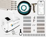 Cool-Off 100’ High-Pressure Mist Cooling System Kit with Premium Edition Remote Pump W/App Control for Outdoor Usage, 0.8 GPM, 50 Nozzles, Stainless Steel - 1/4" (100 ft)