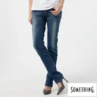 在飛比找momo購物網優惠-【SOMETHING】女裝 CELEB繡花牛仔褲(中古藍)