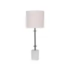Concrete And Metal Table Lamp With Off White Linen Shade
