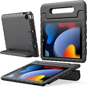 JETech Kids Case for iPad 10.2 Inch (9th/8th/7th Generation, 2021/2020/2019), iPad Air 3 10.5 (3rd Gen, 2019) and iPad Pro 10.5 2017, Shockproof Lightweight Tablet Cover with Handle Stand (Black)