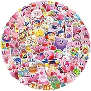 100pcs Kirby Game Stickers for Kids Water Bottle, Cute Cartoon Game Kirby Waterproof Vinyl Decal for Teen Girl Laptop Skateboard Phone Travel Case Bike Guitar Computer