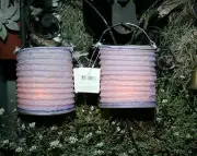 CHINESE FOLDING MAUVE CYLINDER Flame resistant PAPER LANTERN TEA LIGHT CANDLE
