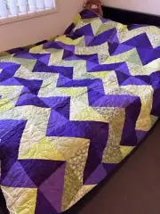handmade patchwork quilt queen PURPLE/GREEN mountain peaks. Queen Bed Size