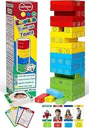 Garybank Stacking Tower Social Emotional Game & Therapy Games for Kids - Hardwood Tumble Blocks Feelings Toys, Develop Coping Skills, Emotion Regulation, Counselor Must Haves, Ages 6+, 1 + Players