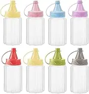 Sunch Craft 8 Pcs Mini Ketchup Squeeze Bottles 1 OZ Condiment Bottle Mini Sauce Bottle Honey Mustard Salad Dressing Sauce Bento Box Container (A)