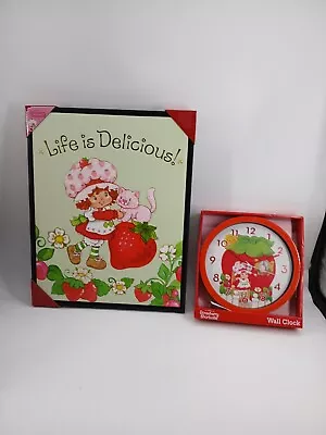 (Lot Of 2) Strawberry Shortcake Wall Picture & Clock (New)**