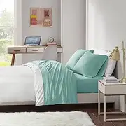 Intelligent Design ID20-697 Cotton Blend Jersey Knit Sheet Set Full Aqua,Full