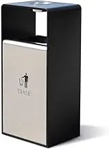 Outdoor Trash Can Indoor/Outdoor Trash Can Square Large Metal Trash Can with Two Side Openings, Modern Household Commercial Trash Can Outside Garbage can