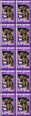 KOBE BRYANT LAKERS BASKETBALL LEGEND MINT VIGNETTE STAMP STRIP OF 10