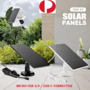 Solar Panel for Outdoor Security Camera Battery 10W Micro USB & Type-C 3M Cable