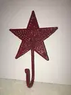Rustic Cast Iron Star Wall Hook Heavy Duty Maroon Red Metal Coat Hat Bag Hanger