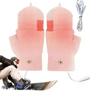 [Generic] Fingerless Heated Gloves - Winter Hand Warmer Gloves - USB Full & Half Hands 3 Levels Heated Gloves for Winter, Skiing, Skating, Typing, Writing