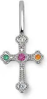 [SINGULARU] Charm Mónica Cruz - Sterling silver charm with 18kt gold finish - Cross motif charm and zirconia - Hook clasp - Jewellery for women, Mediano, Silver, No Gemstone