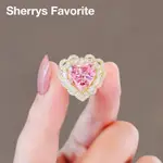 【SHERRYS FAVORITE】台灣現貨🔥巨美💖輕奢高質感💯氣質優雅甜美可愛😍超閃亮精緻金色璀璨粉紅愛心鋯石戒指💍