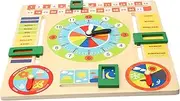 ifundom 1 Set Wooden Calendar Clock Multifunctional Learning for Bright Color Design for Color Recognition Safe Engaging Educational Play
