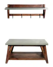 Alaterre Brookside 40in Wood with Concrete-Coating Entryway Coat Hook and Bench