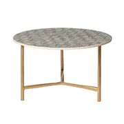 Aria Bone Inlay Round Coffee Table Large Black and White