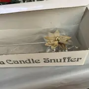 Department 56 Poinsettia Candle Snuffer Gold Silver w/ Original Box Vintage