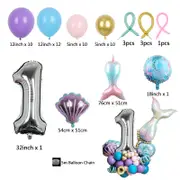 53PC Mermaid Foil 1-3 Year Old Balloon Set Birthday Party Supplies Decoration