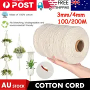 3/4mm Natural Cotton Rope Cord String Twisted Beige Craft Macrame Artisan AU