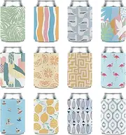 Blank Beer Can Coolers Sleeves (12-Pack) Soft Insulated Beer Can Coolies - HTV Friendly Plain Koolies in Bulk for Soda, Beer & Water Bottles - Coolie Blanks for Vinyl Projects & Wedding Favors