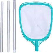 Pool Skimmer Net Fine Mesh Replacement Cleaning Tool with Telescopic Pole for Swimming Ponds and Water Features Made of PP and Aluminum Lightweight and Durable Design