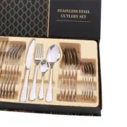 Flatware Set Stainless Steel Glossy 24 Pieces Steak Knife Fork Spoon Set For