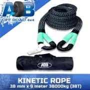 Kinetic Rope 38mm x 9m 83775lbs 38T Black Recovery Dyneema Tow Winch Snatch Rope