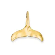 14k Yellow Gold Solid Polished Whale Tail Pendant