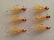 Smoo's Custom Jigs (6) 1/32 Oz. Arctic Fox Hair Jigs Peach *844