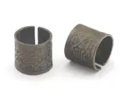 Ethnic Tube Textured Adjustable Ring Antique Bronze Plated Brass 7US size 3371