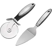 2-Piece Pizza Knife Set Stainless Steel Slicer Server Easy Clean Ergonomic Handle