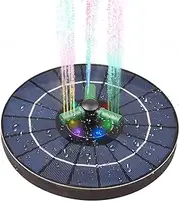Solar-Power Pump,4W Colorful Solar Fountain Pump with 360°Rotatable Nozzle RGB LED Light Solar Water Pump with Battery Free Standing Auto-Shut Off Circle Fountain for Bird Bath Garden Small Pond