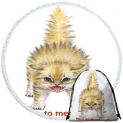 Funny Cats Aggressive Kitten Round Beach Towel